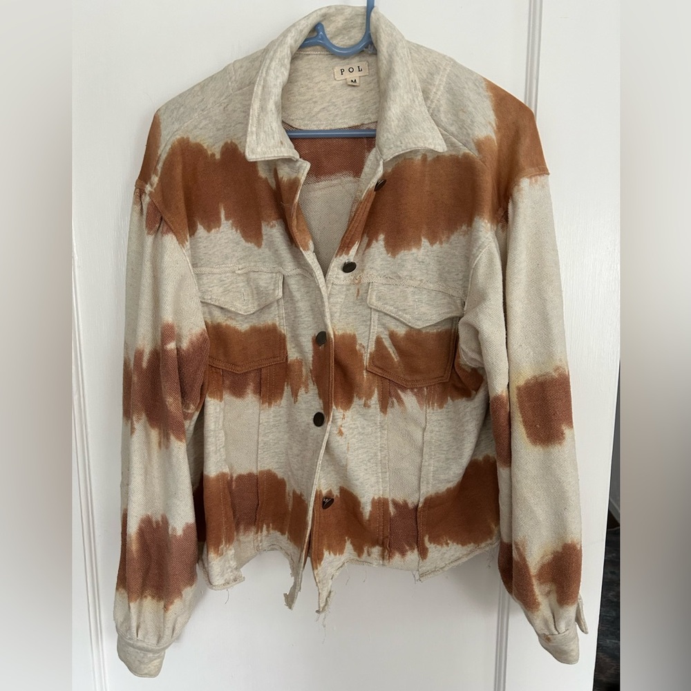 POL Shacket in brown and white tie dye